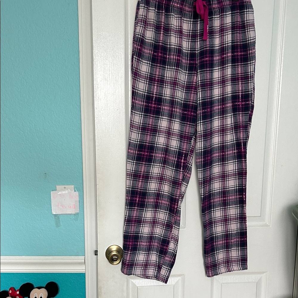 Sonoma Plaid Pajama Bottoms - Pink and White womens